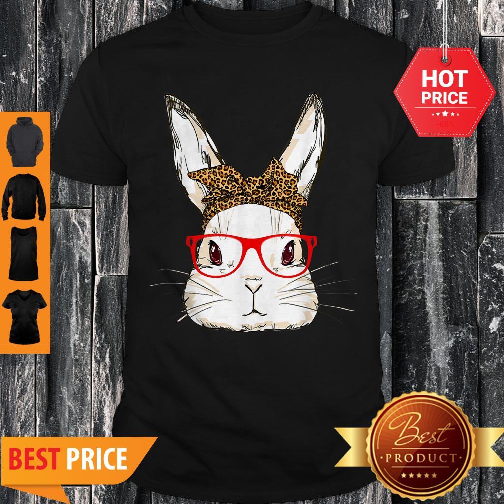 Cute Bunny Mom Leopard Bandana Sunglasses Easter Day Shirt