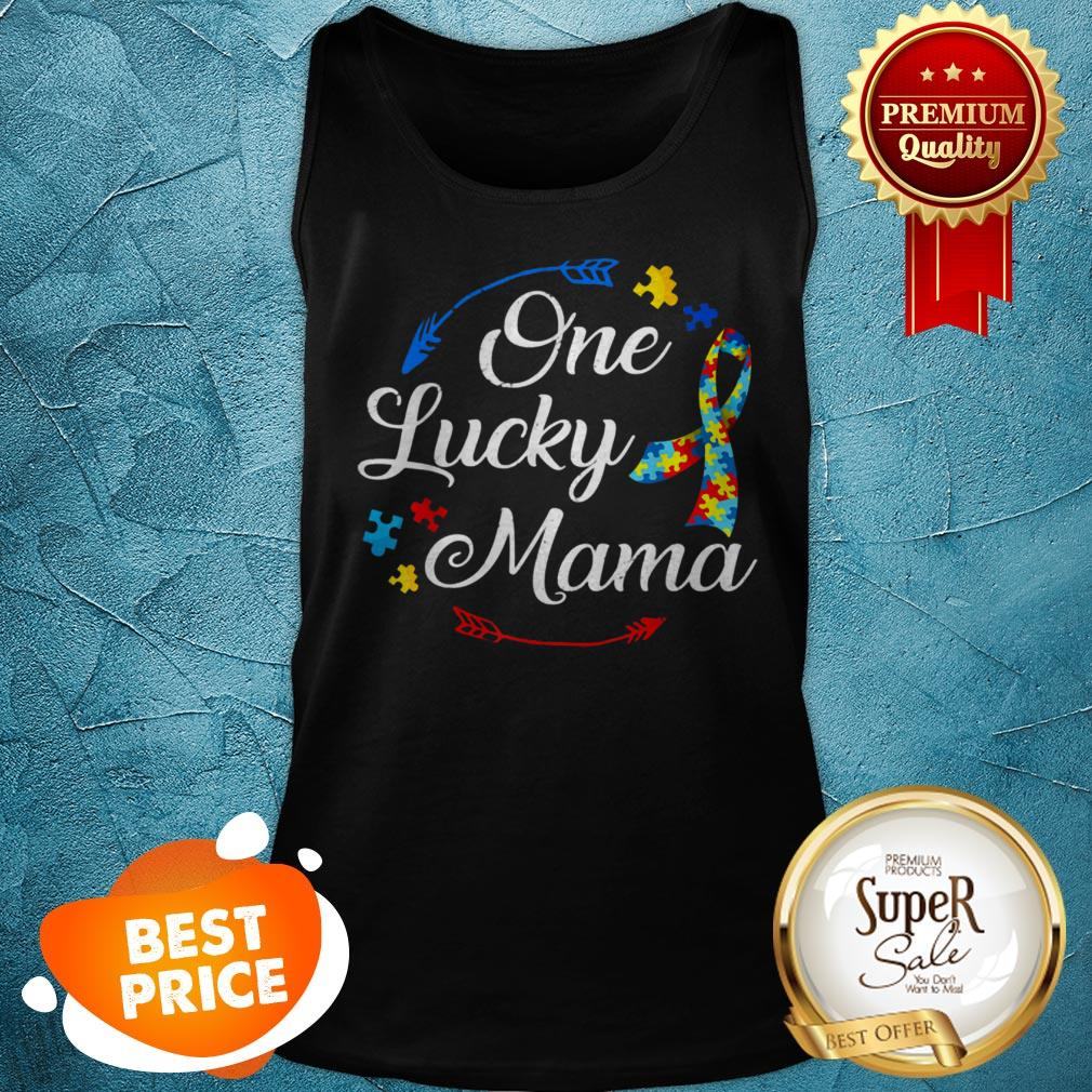Nice Funny Autism Mom One Lucky Mama Autism Awareness Costume Shirt