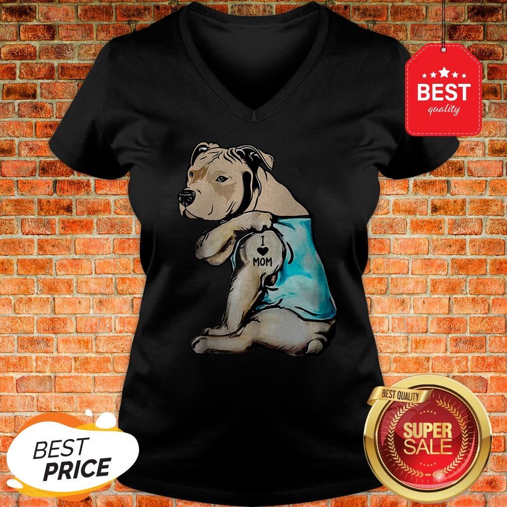 Official Staffordshire Bull Terrier I Love Mom Tattoos Shirt