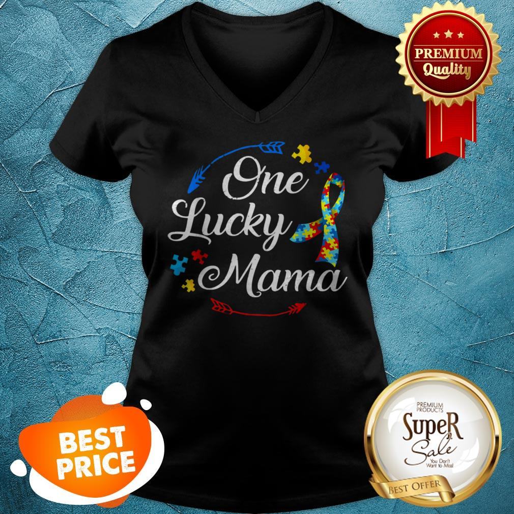 Nice Funny Autism Mom One Lucky Mama Autism Awareness Costume Shirt