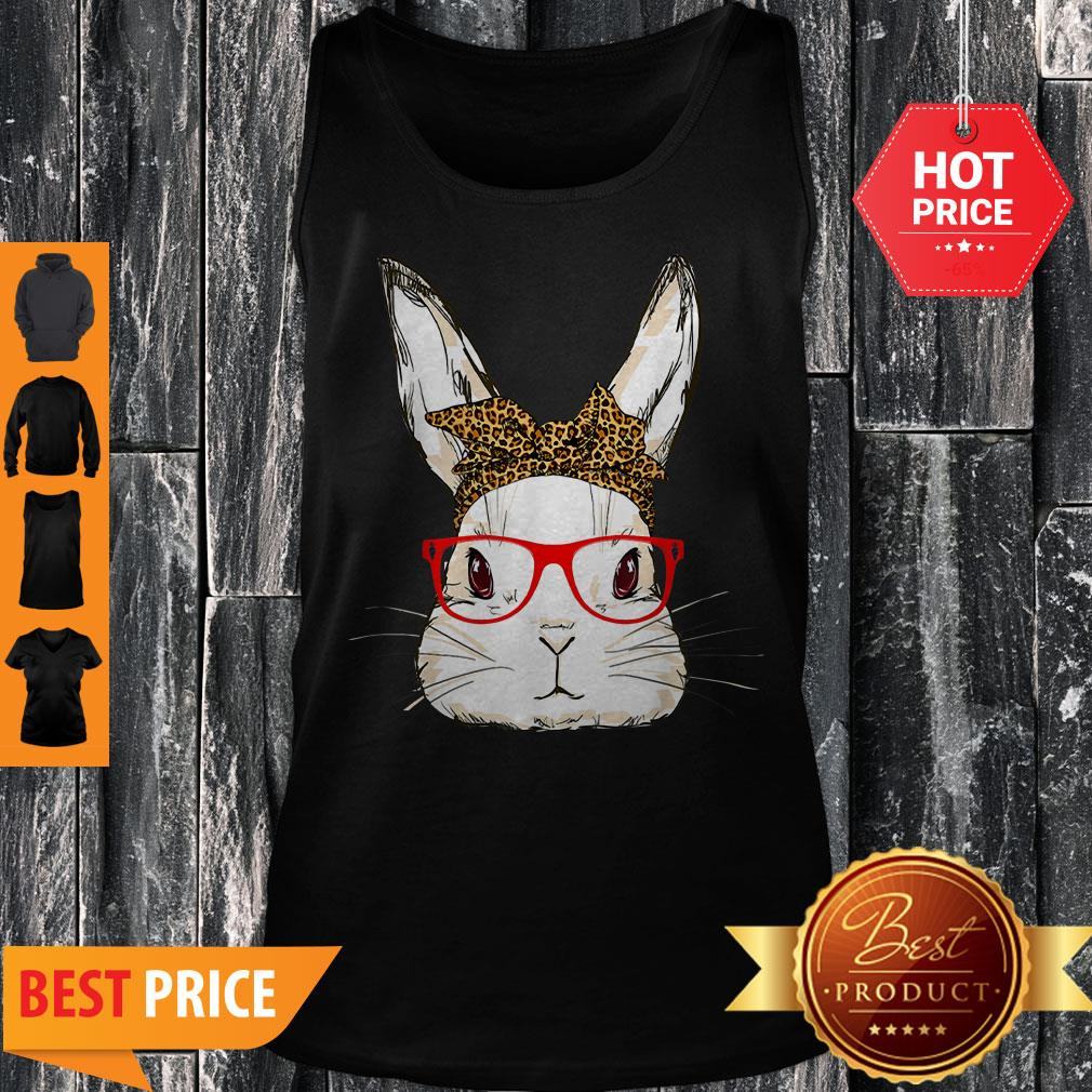 Cute Bunny Mom Leopard Bandana Sunglasses Easter Day Shirt