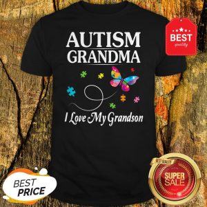 Butterfly Autism Grandma I Love My Grandson Awareness Shirt