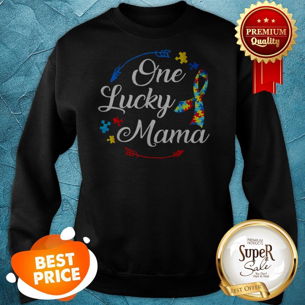 Nice Funny Autism Mom One Lucky Mama Autism Awareness Costume Shirt