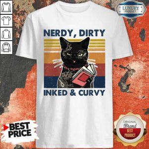 Cute Cat Tattoo Nerdy Dirty Inked And Curvy Vintage Shirt
