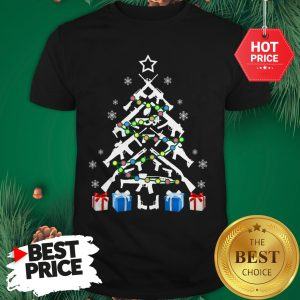 Official White Assault Rifle Handgun Christmas Gift Tree Shirt