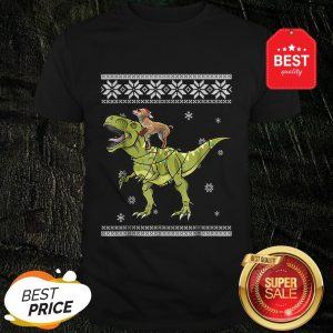 Beautiful Chihuahua Riding T Rex Dinosaur Christmas Light Xmas Shirt