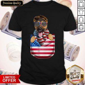 German Shepherd Pocket American Flag Independence Day Shirt
