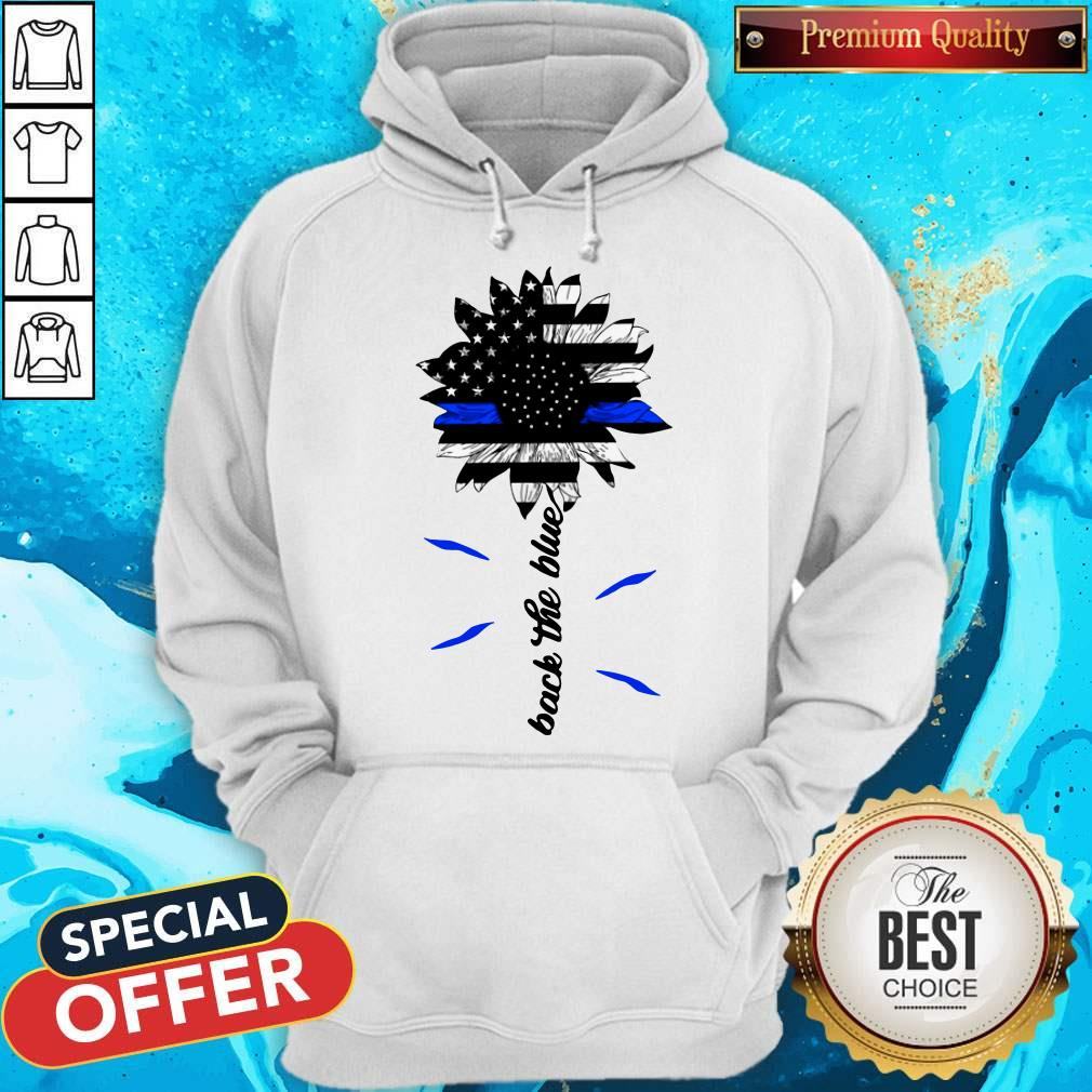 Black The Blue Sunflower Support Police American Flag Shirt