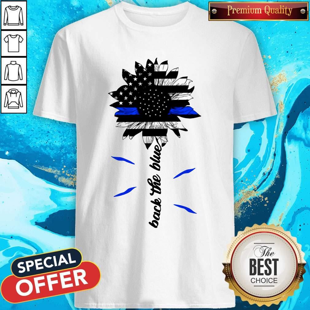 Black The Blue Sunflower Support Police American Flag Shirt