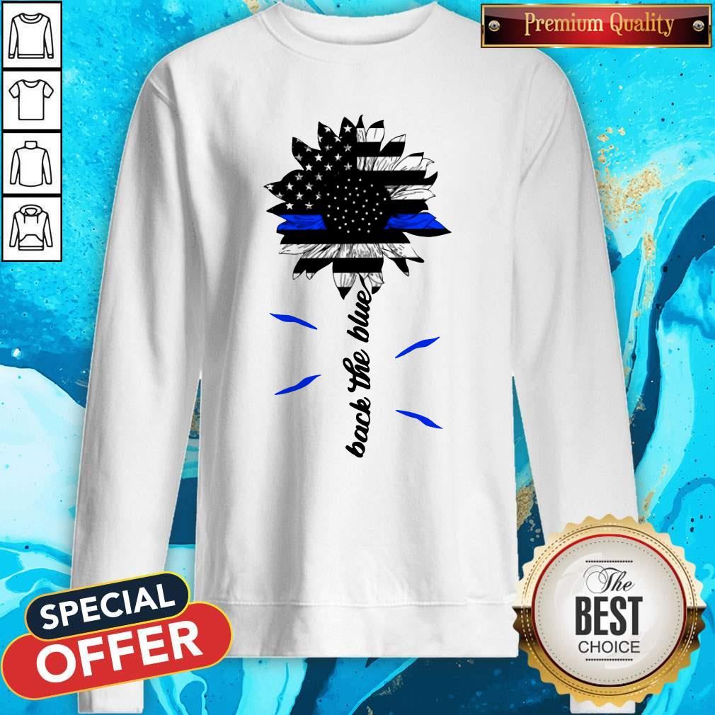 Black The Blue Sunflower Support Police American Flag Shirt