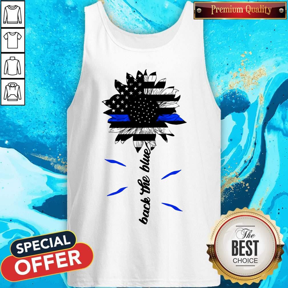 Black The Blue Sunflower Support Police American Flag Shirt