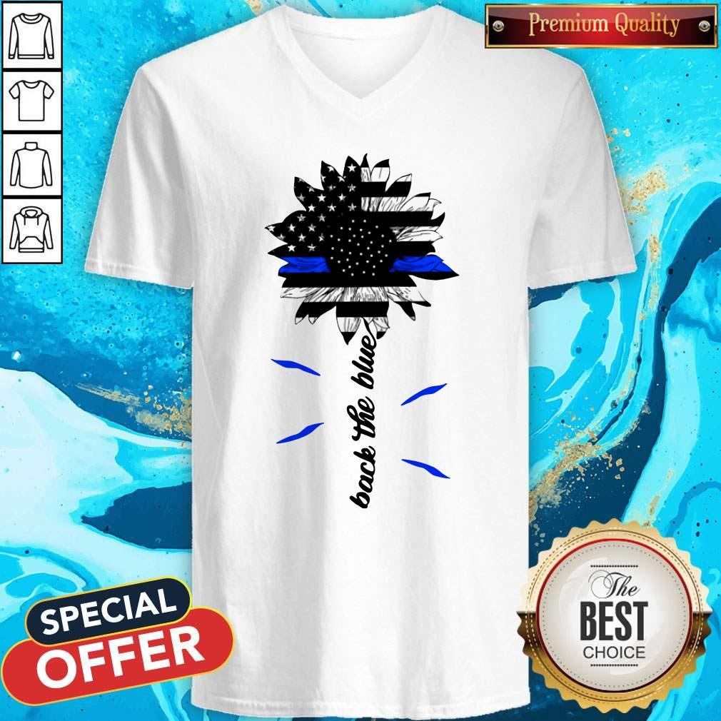 Black The Blue Sunflower Support Police American Flag Shirt