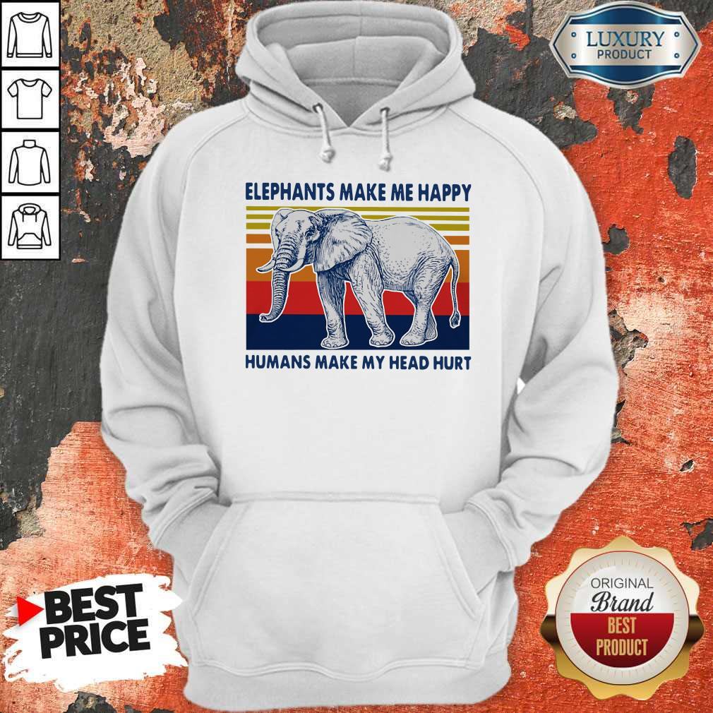 Elephants Make Me Happy Humans Make My Head Hurt Vintage Shirt