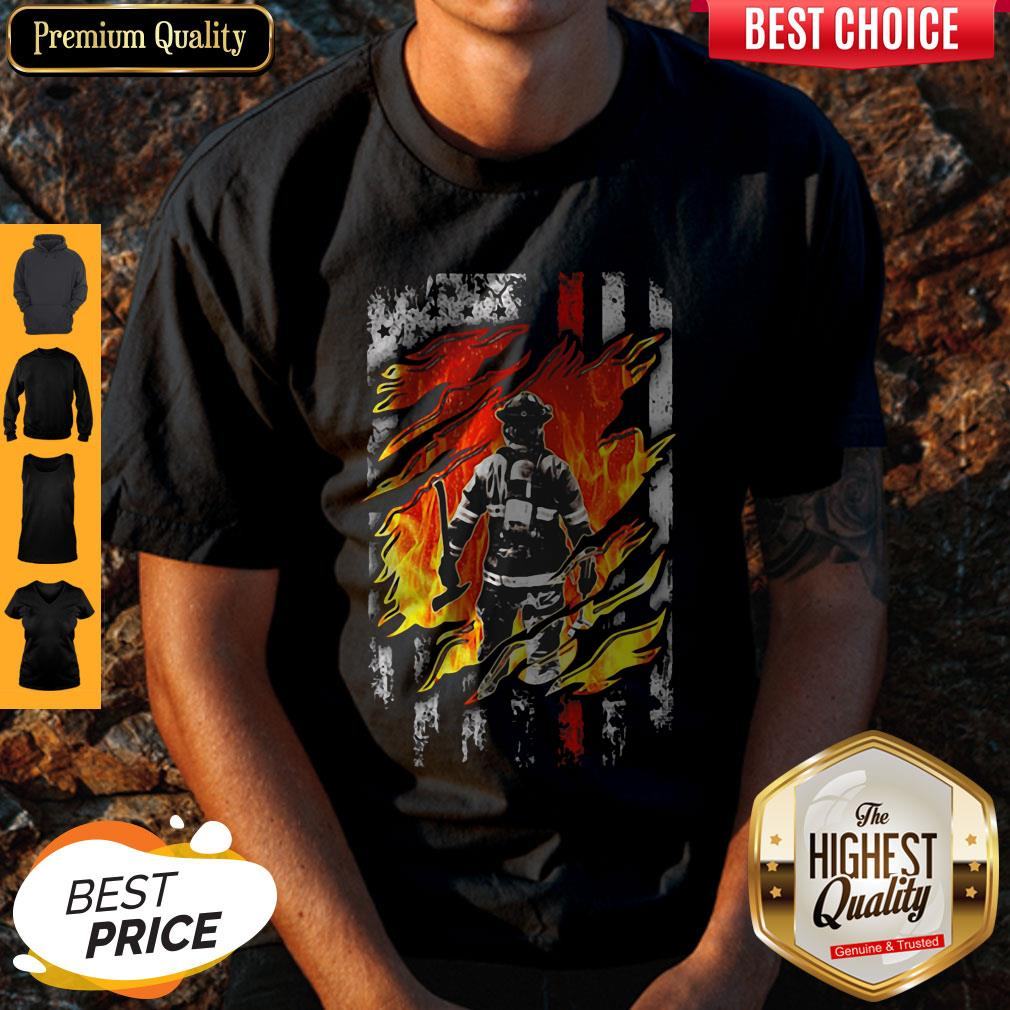 Firefighter American Flag Veteran Independence Day Shirt