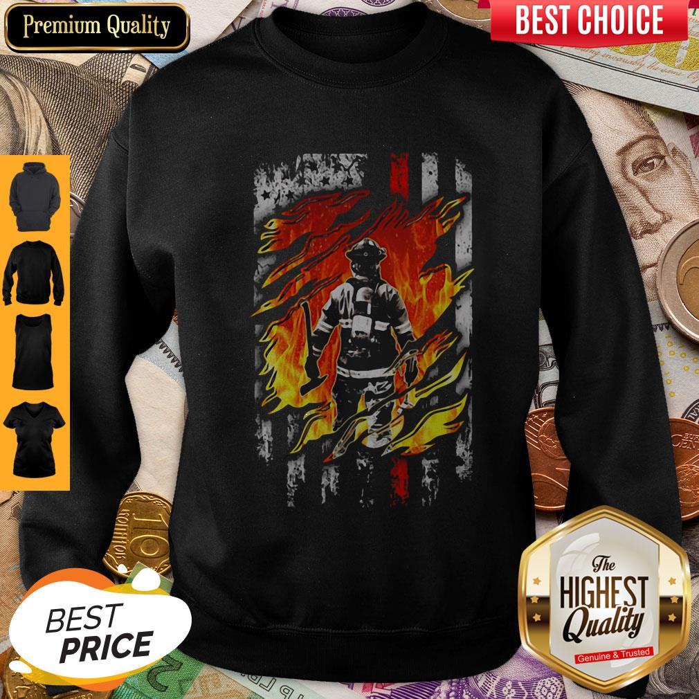 Firefighter American Flag Veteran Independence Day Shirt