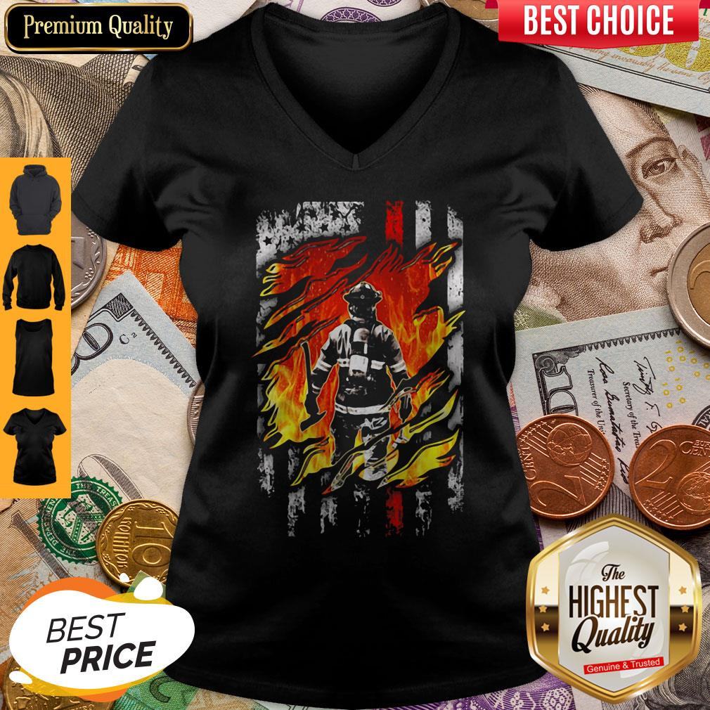 Firefighter American Flag Veteran Independence Day Shirt