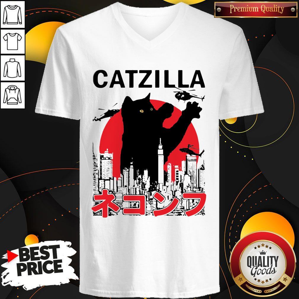 Funny Catzilla Cat Godzilla Japanese Shirt