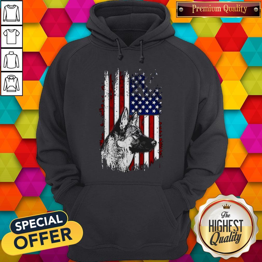 Funny German Shepherd American Flag 4th Of July Shirt