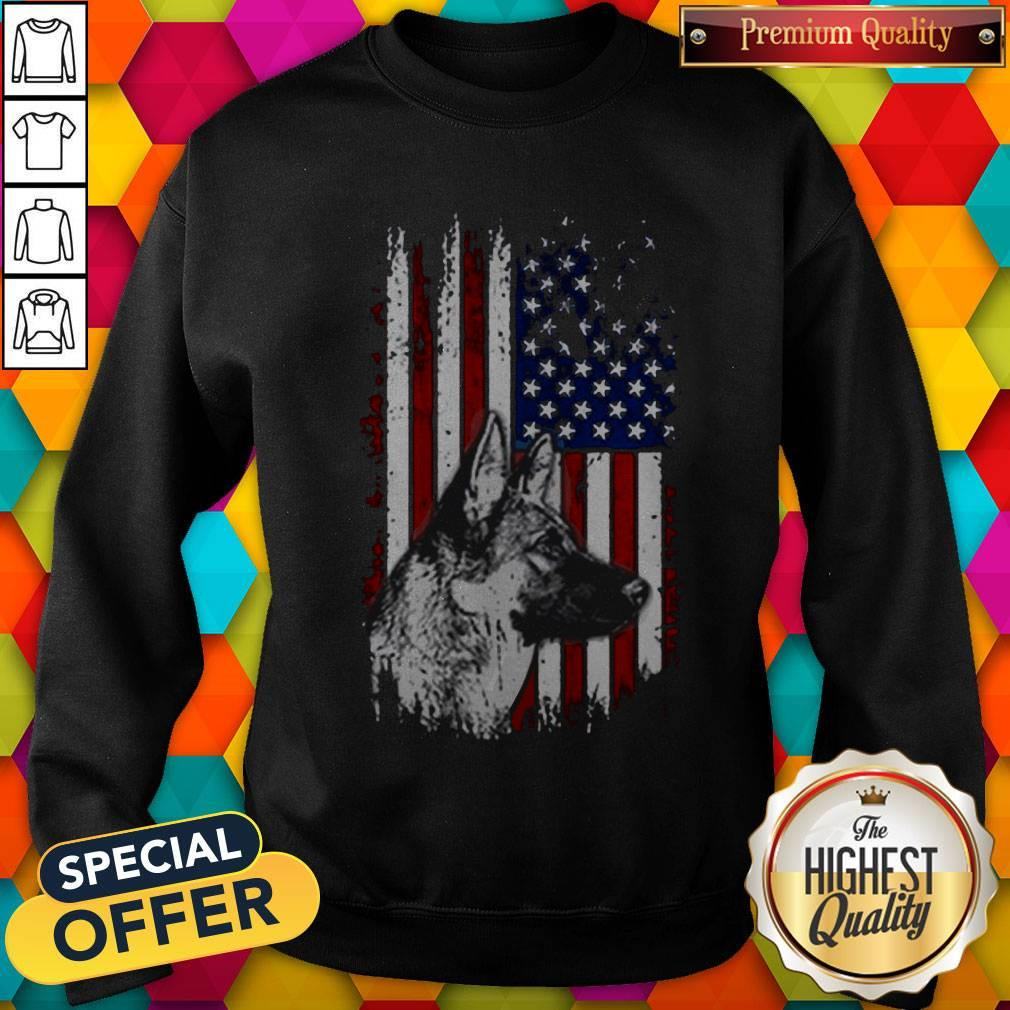 Funny German Shepherd American Flag 4th Of July Shirt