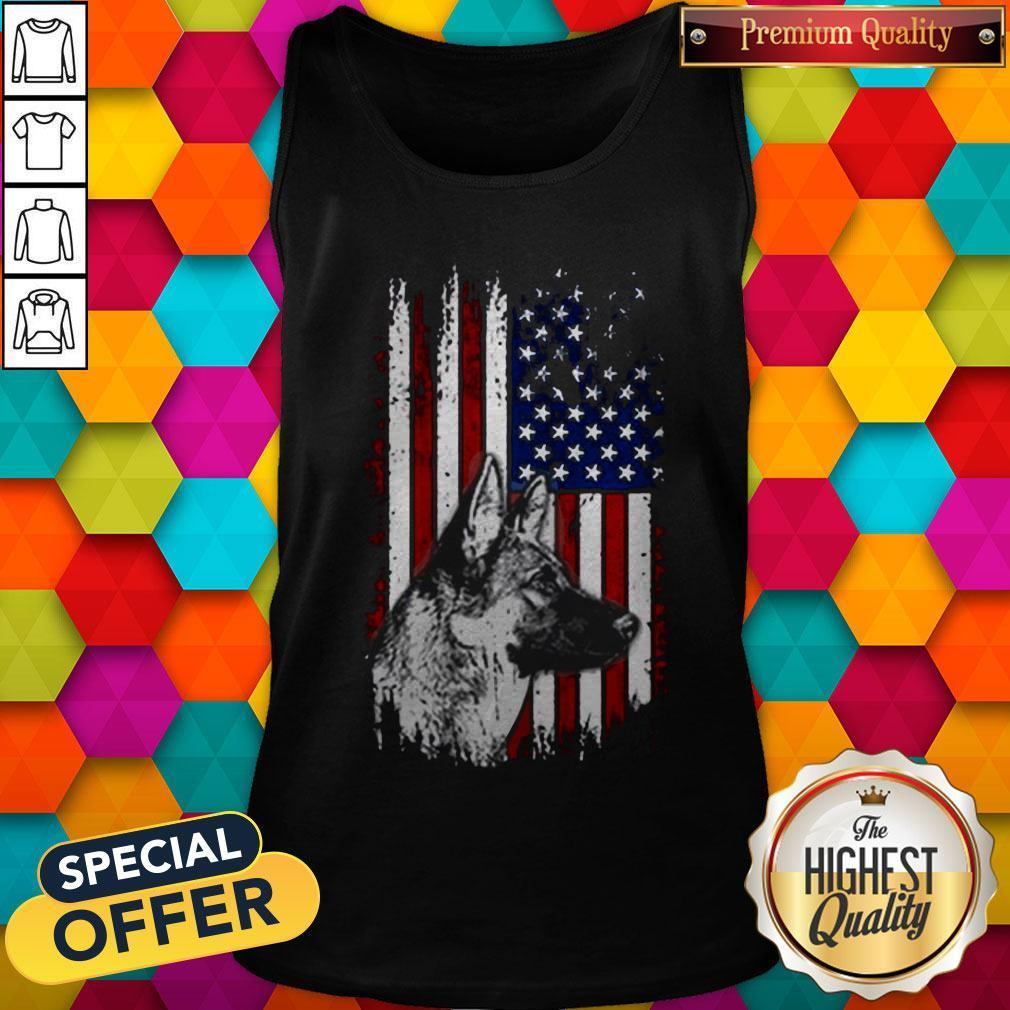 Funny German Shepherd American Flag 4th Of July Shirt
