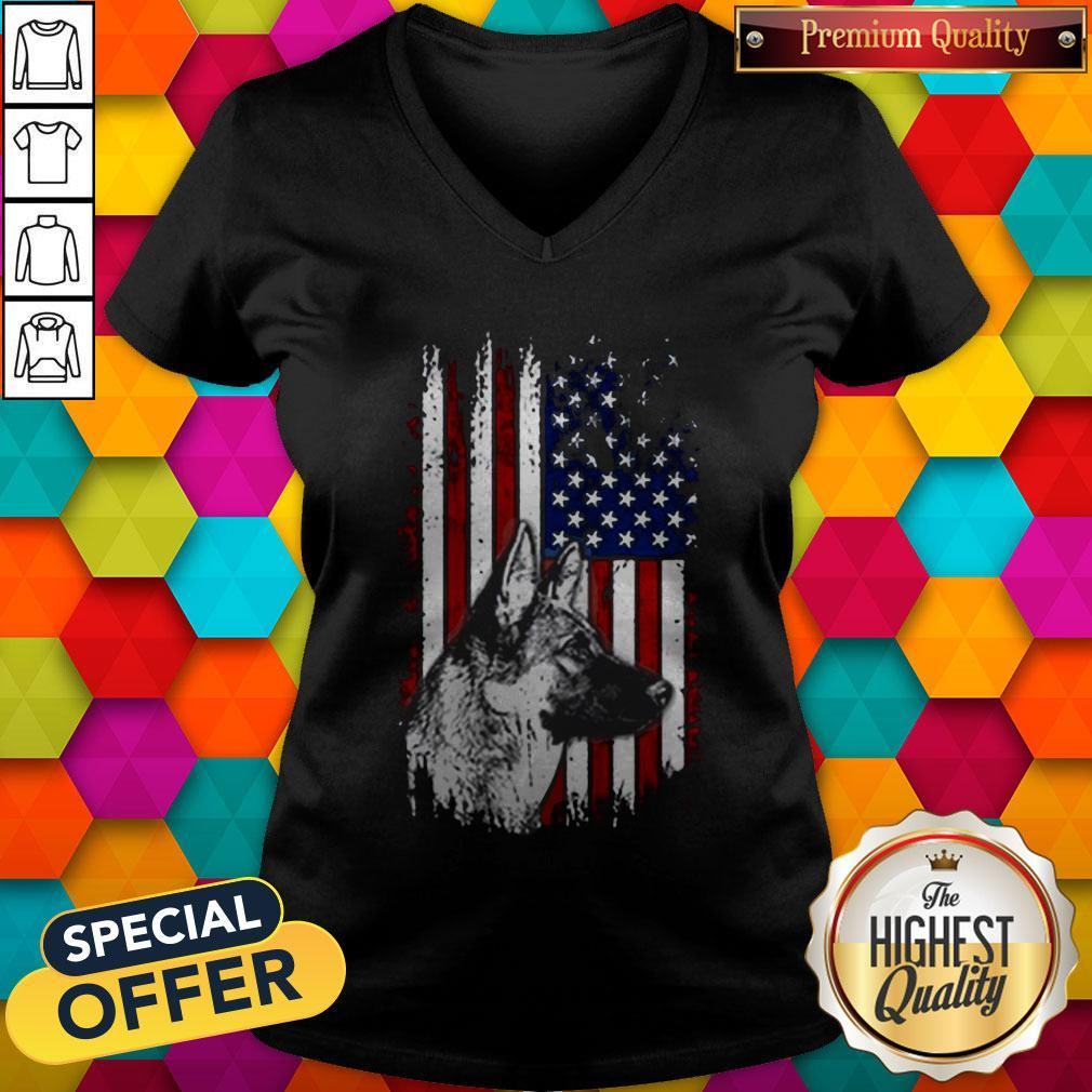 Funny German Shepherd American Flag 4th Of July Shirt