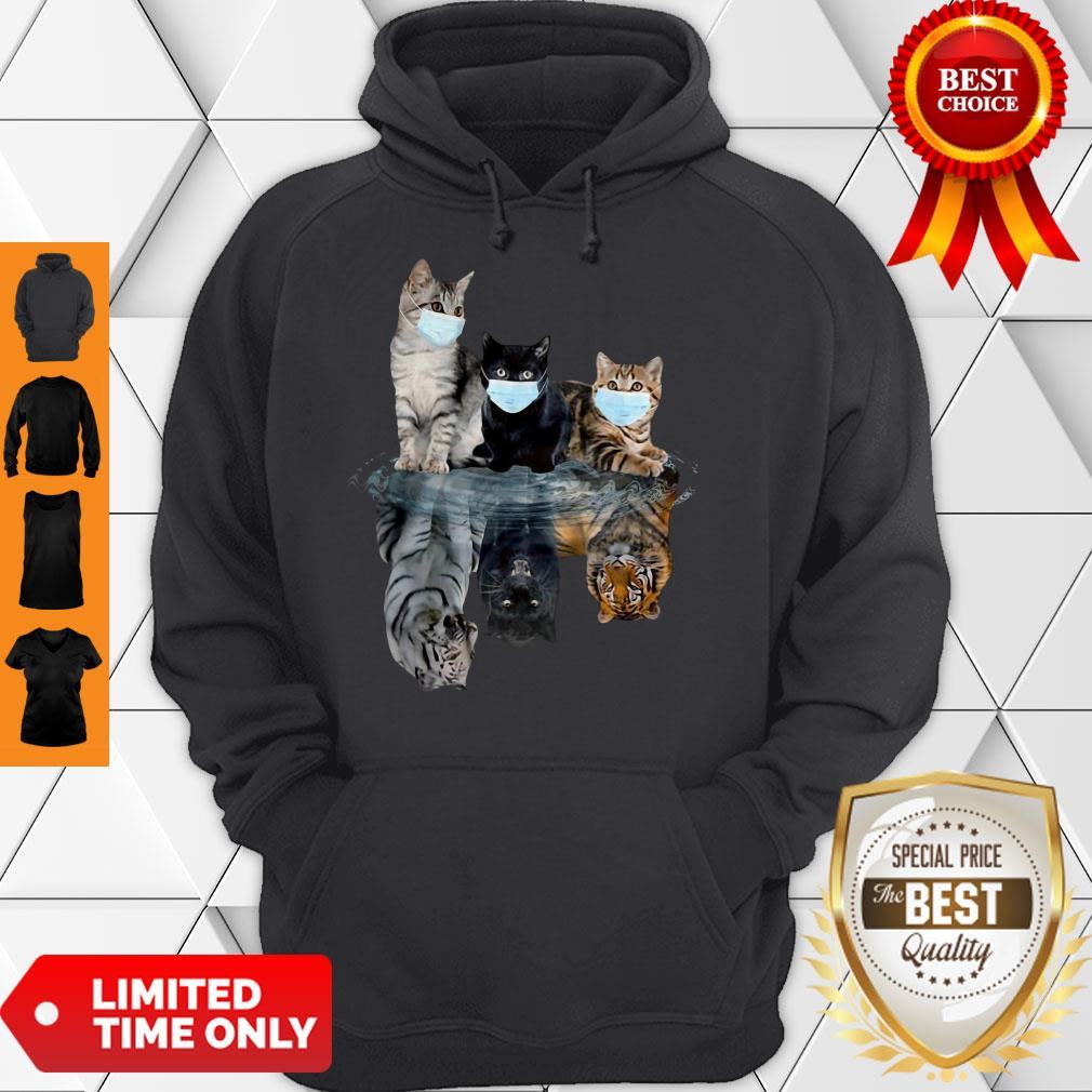 Premium Cats Face Mask Water Reflection Tigers Shirt