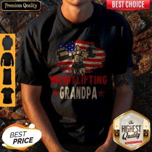 Pretty American Flag Weightlifting Grandpa Shirt