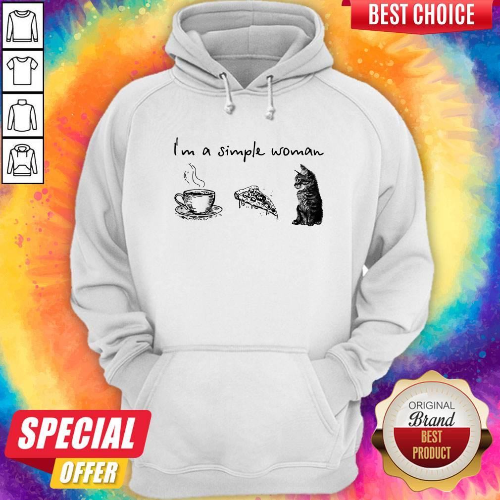 Nice I’m A Simple Woman Coffee Pizza Cat Shirt