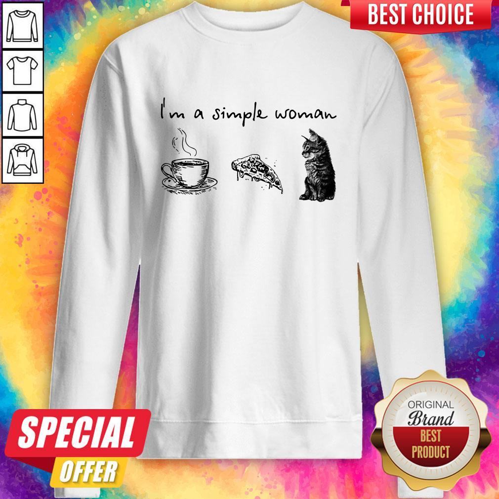 Nice I’m A Simple Woman Coffee Pizza Cat Shirt
