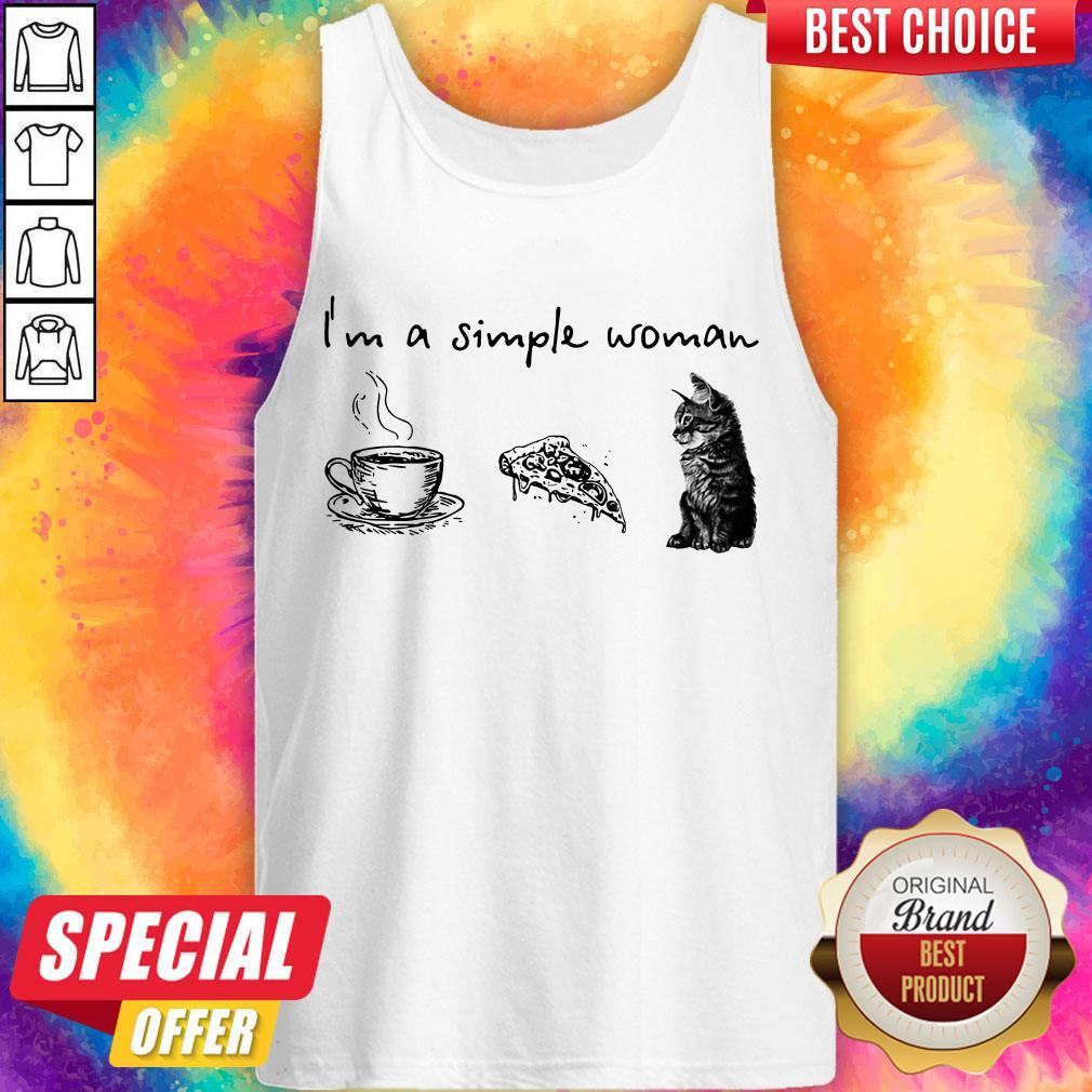 Nice I’m A Simple Woman Coffee Pizza Cat Shirt