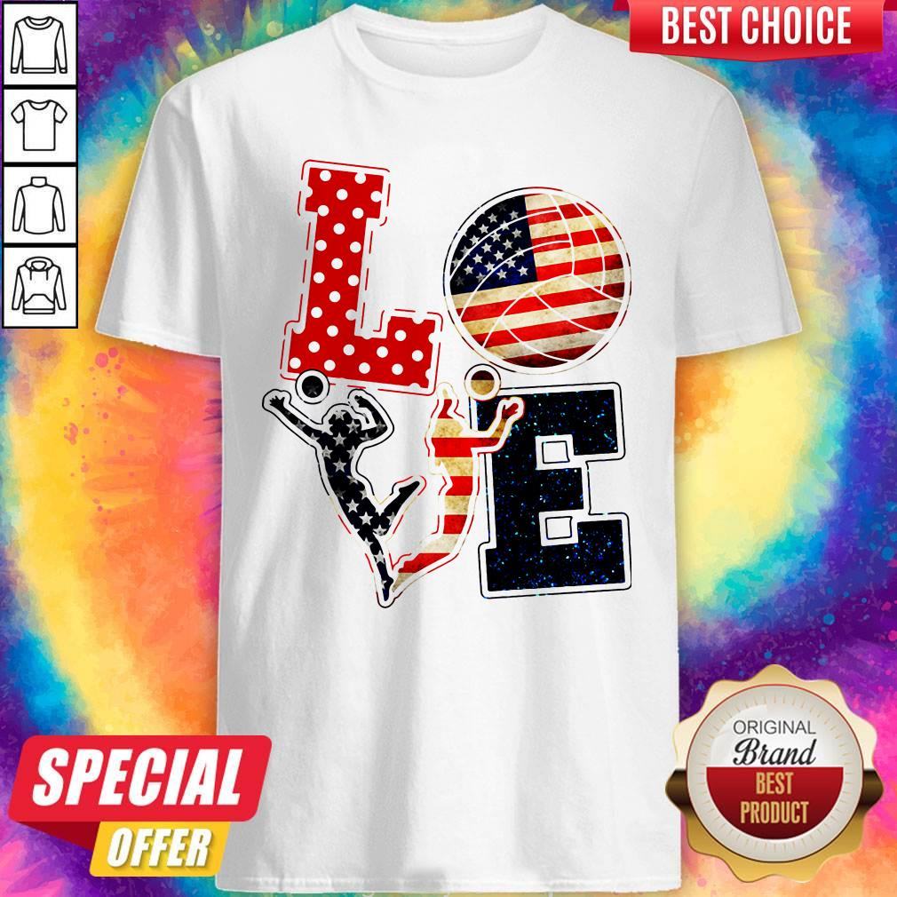 Official Love Volleyball American Flag Shirt