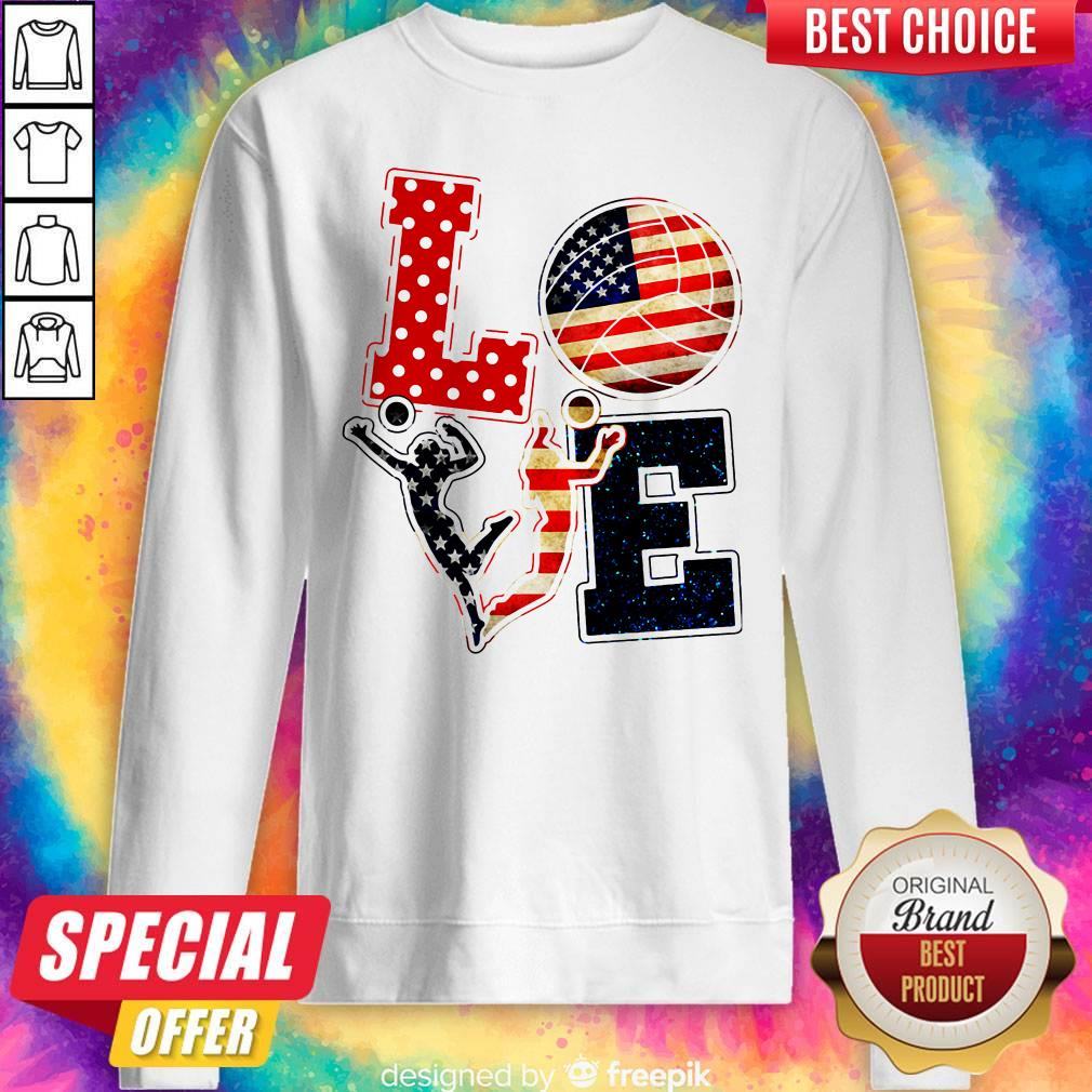 Official Love Volleyball American Flag Shirt