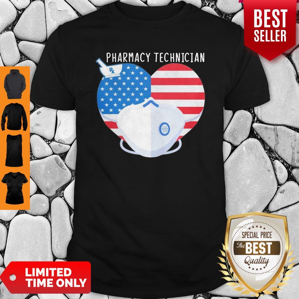 Top America Pharmacy Technician Heart Face Mask Shirt