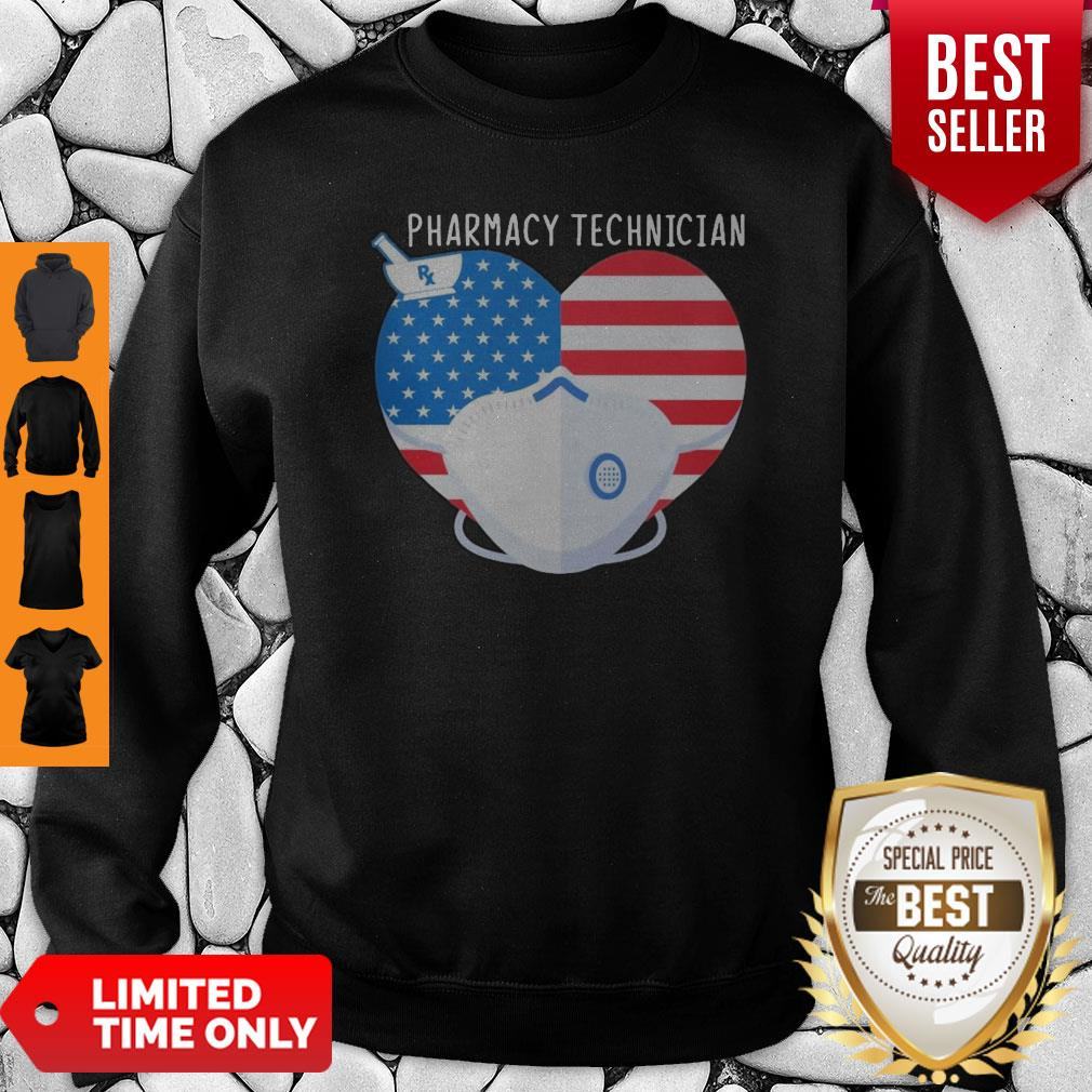 Top America Pharmacy Technician Heart Face Mask Shirt