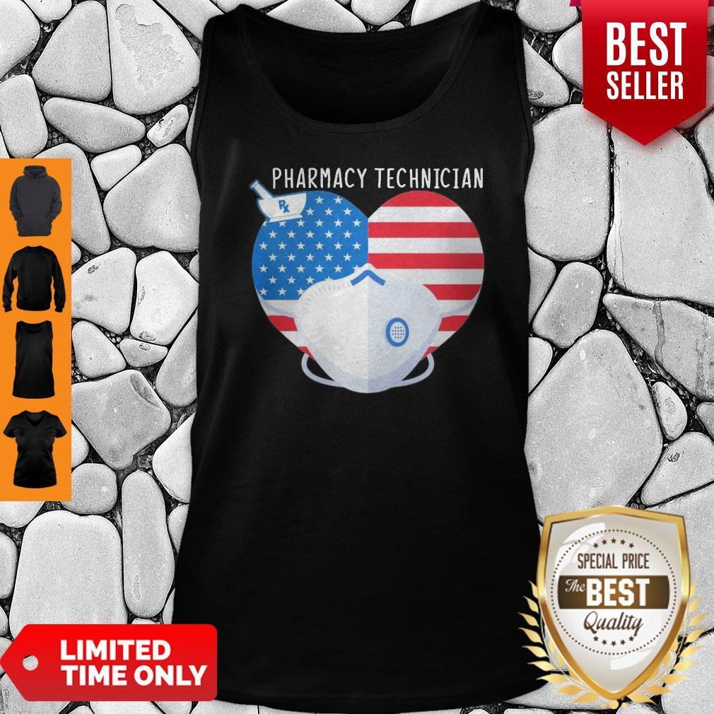 Top America Pharmacy Technician Heart Face Mask Shirt