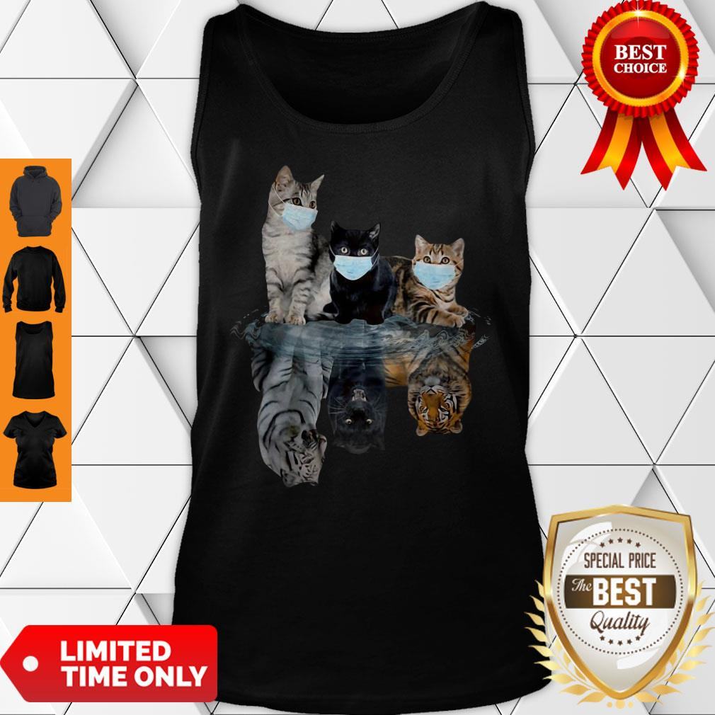 Premium Cats Face Mask Water Reflection Tigers Shirt