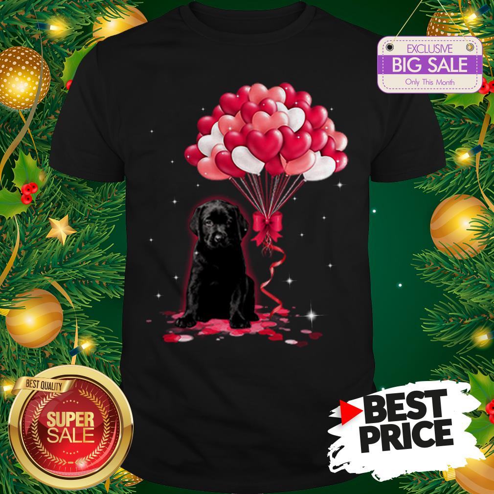 The Pretty Black Labrador Dog Love Balloons Heart Shirt