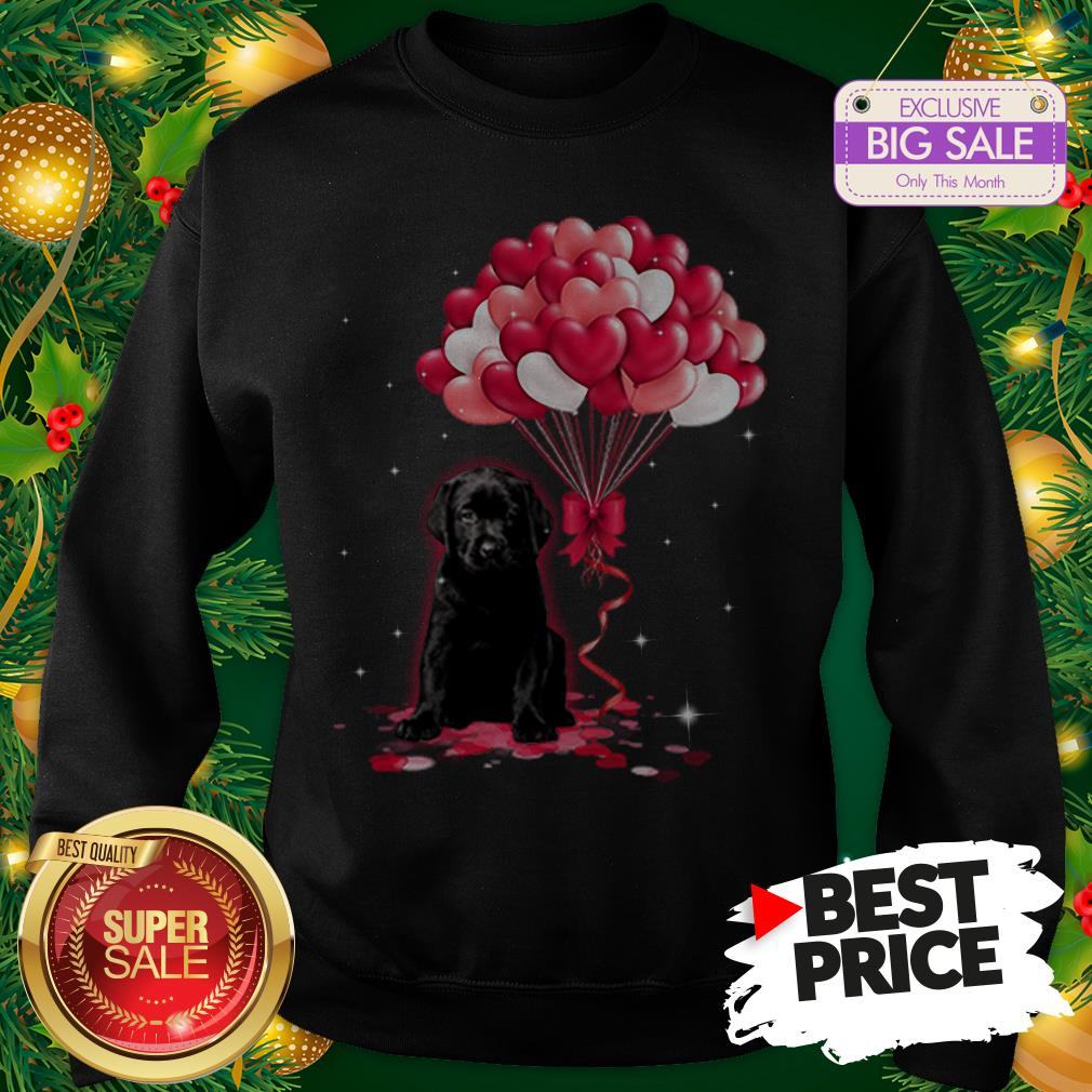 The Pretty Black Labrador Dog Love Balloons Heart Shirt