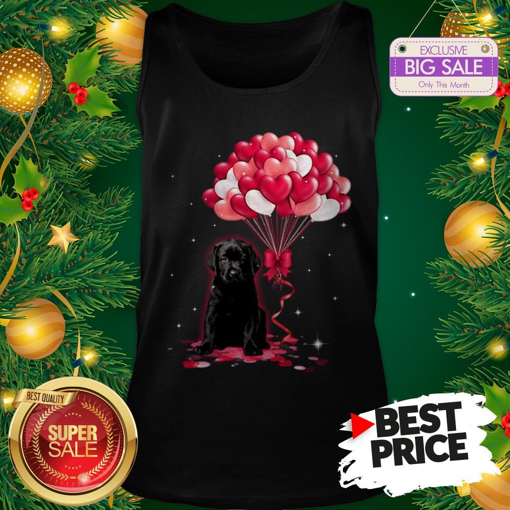 The Pretty Black Labrador Dog Love Balloons Heart Shirt