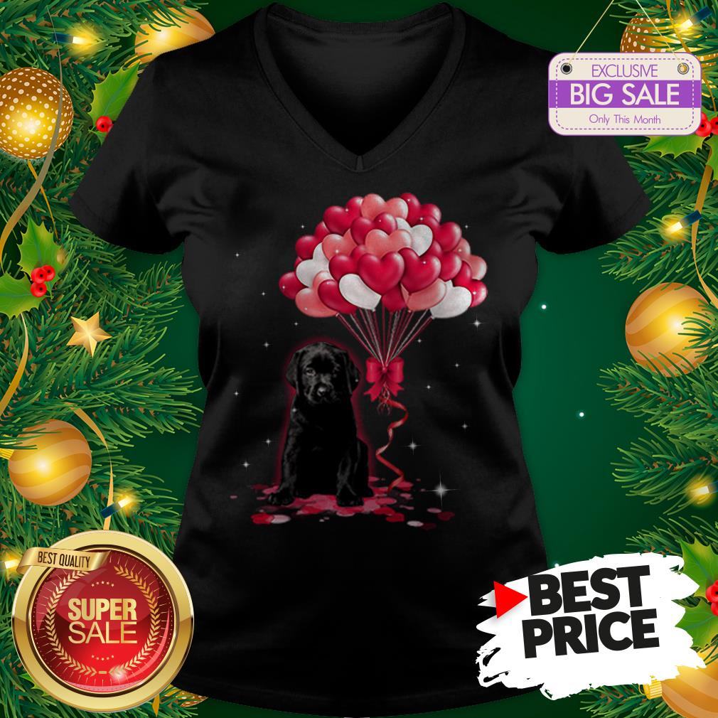 The Pretty Black Labrador Dog Love Balloons Heart Shirt