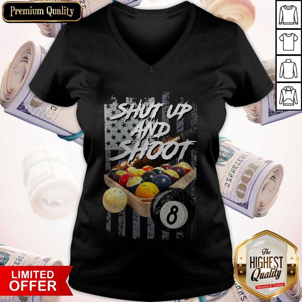 Top Billiard Shut Up And Shoot American Flag Shirt