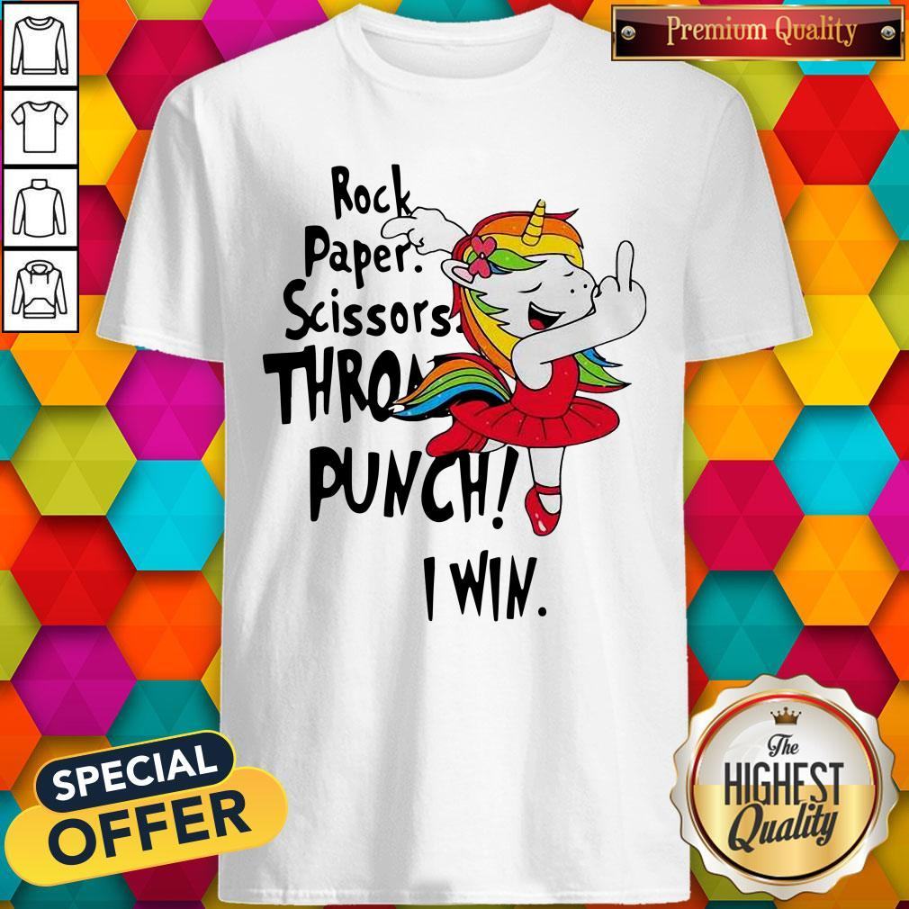 Unicorn Rock Paper Scissors Throat Punch I Win Shirt
