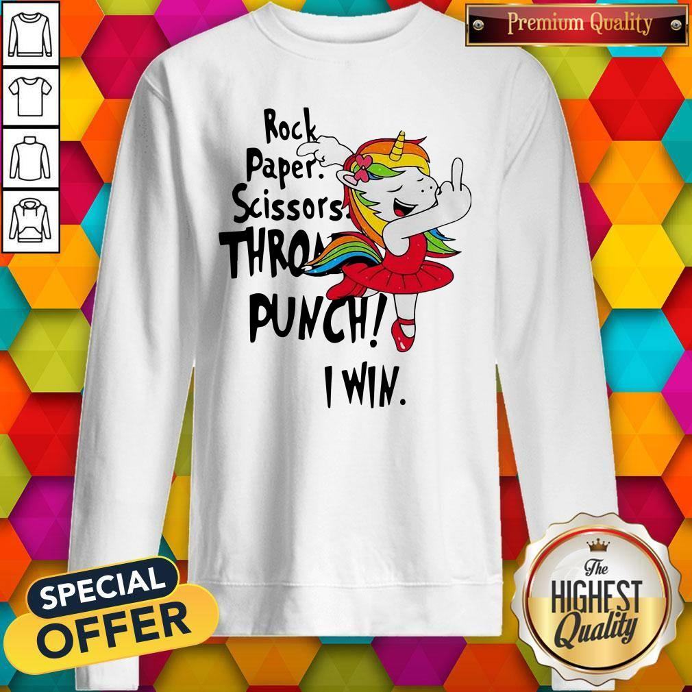Unicorn Rock Paper Scissors Throat Punch I Win Shirt