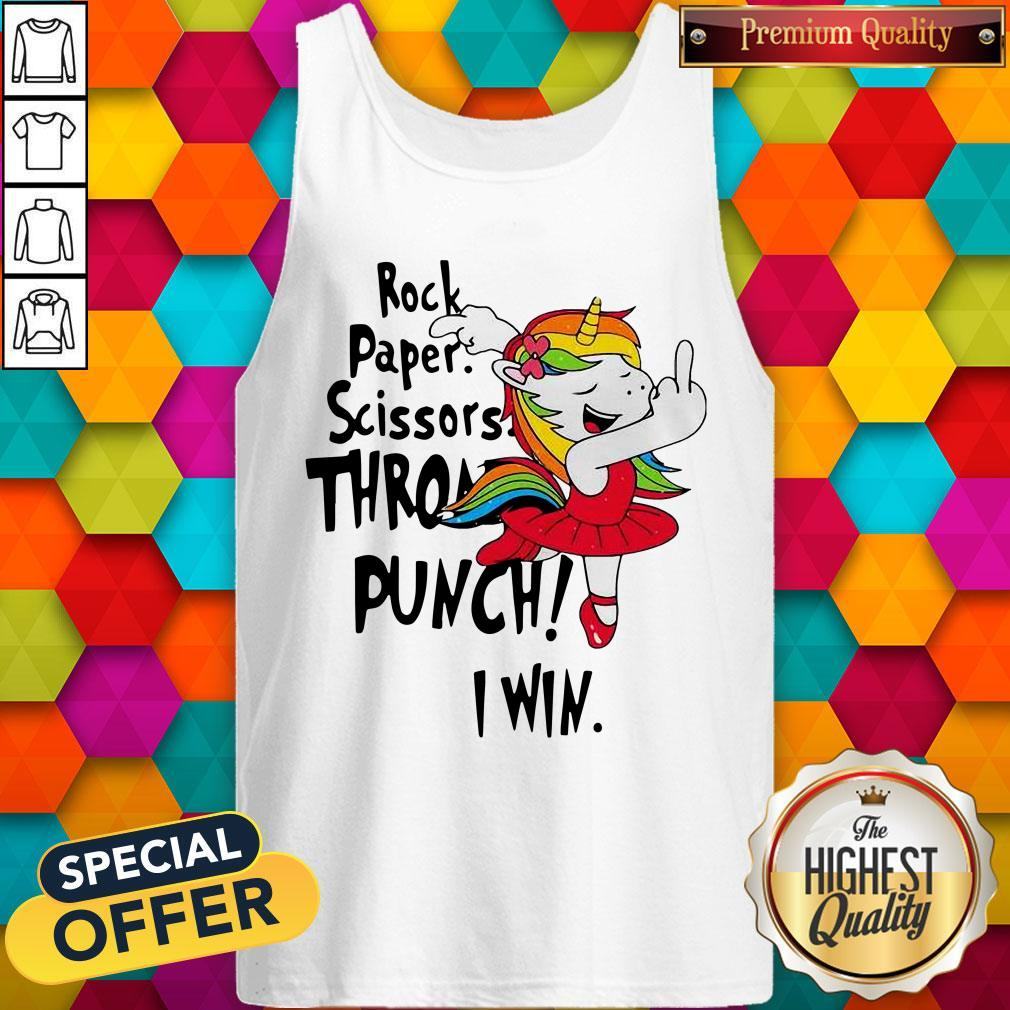 Unicorn Rock Paper Scissors Throat Punch I Win Shirt