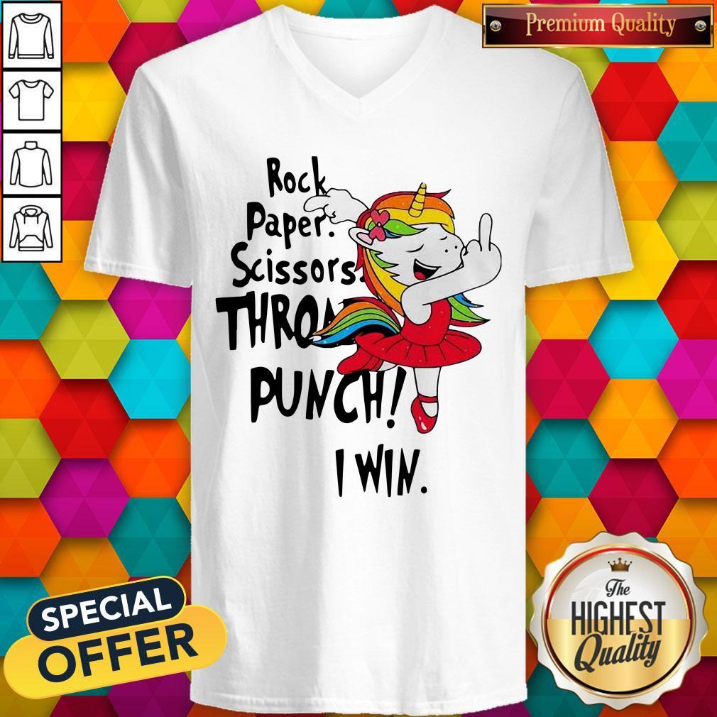 Unicorn Rock Paper Scissors Throat Punch I Win Shirt