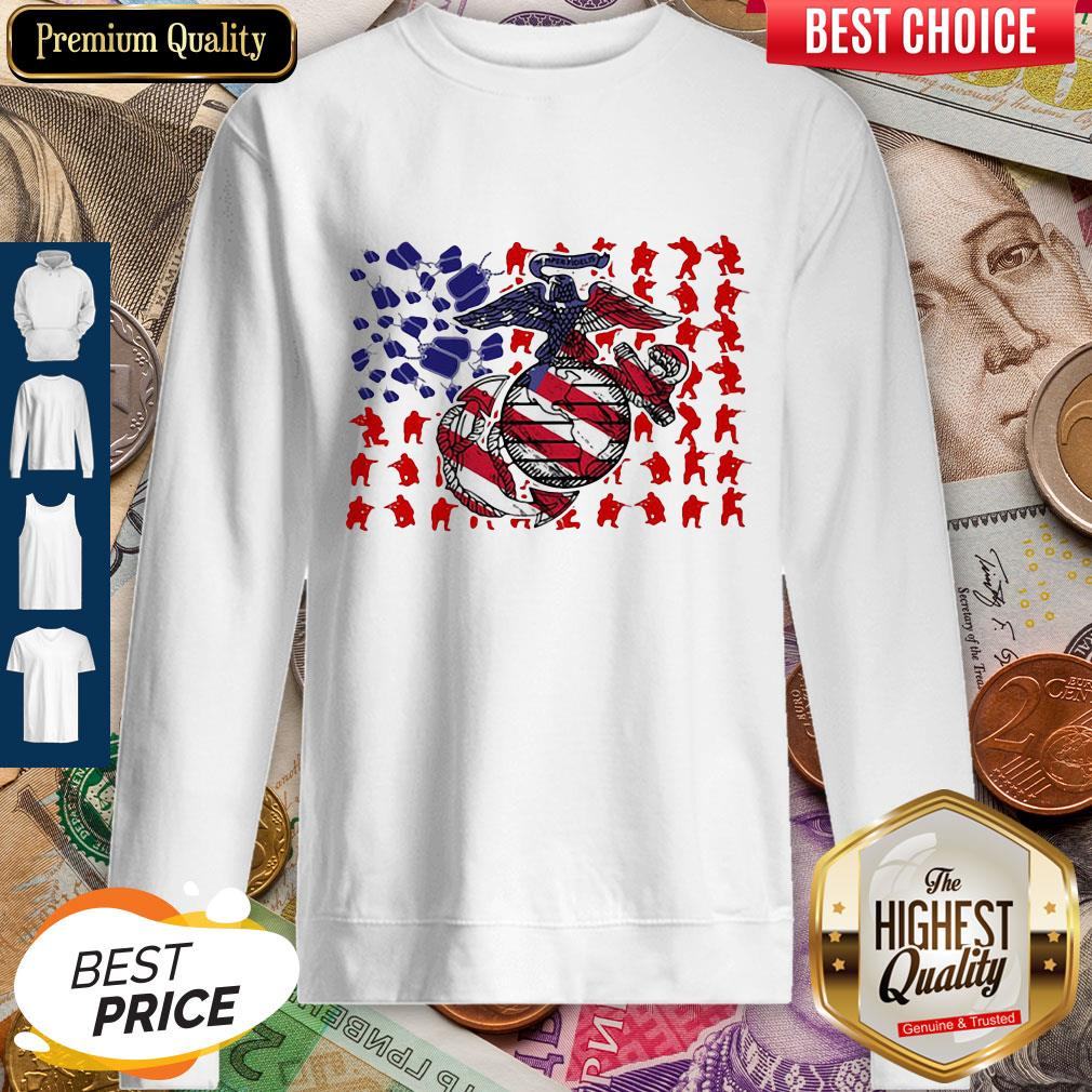 United States Marine Corps American Flag Veteran Independence Day Shirt