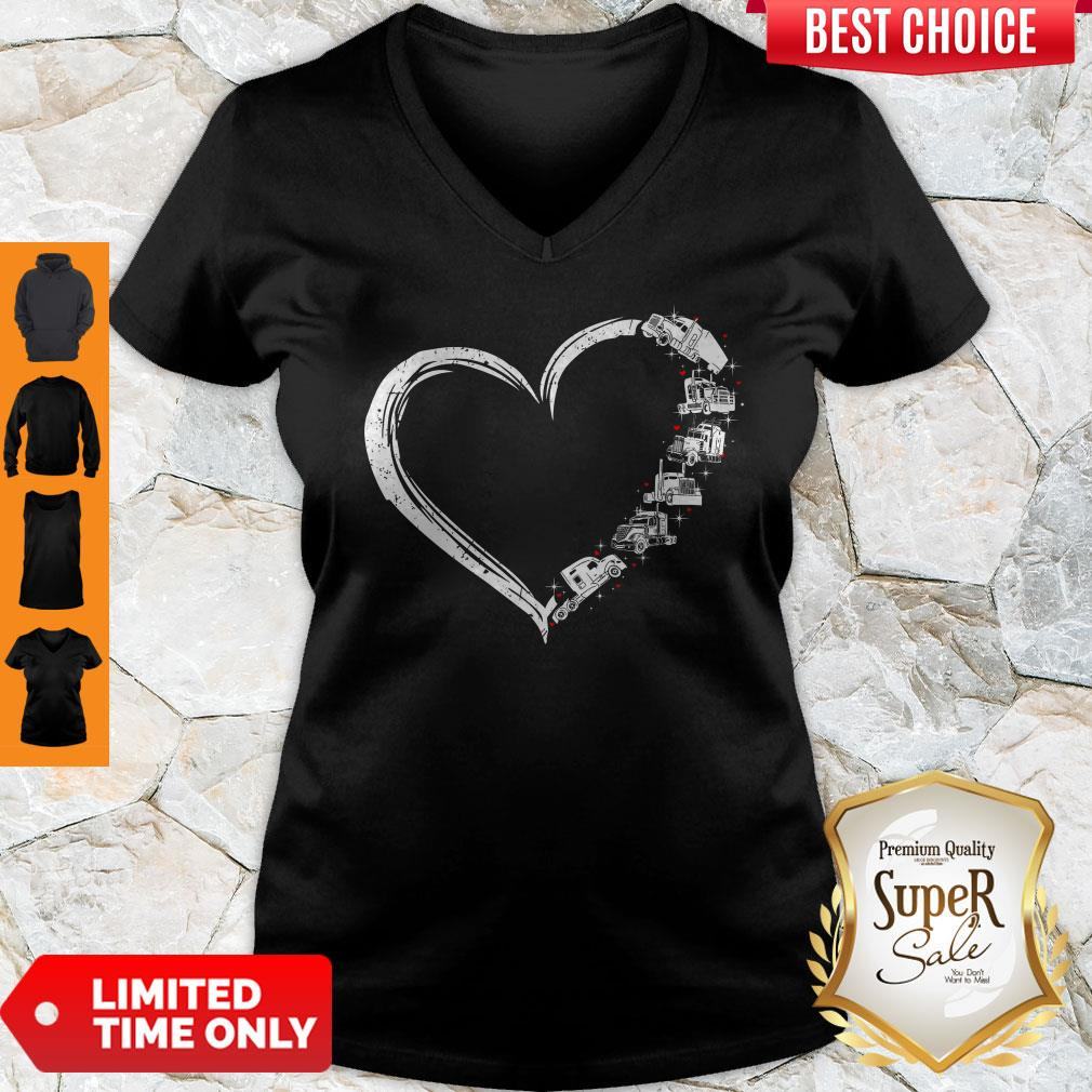 Pretty Heart Truck I Love Trucker Shirt