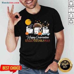 Nice Hallothanksmas Happy Quarantine 2020 Thanksgiving Moon Hat Witch Paper Toilet Shirt