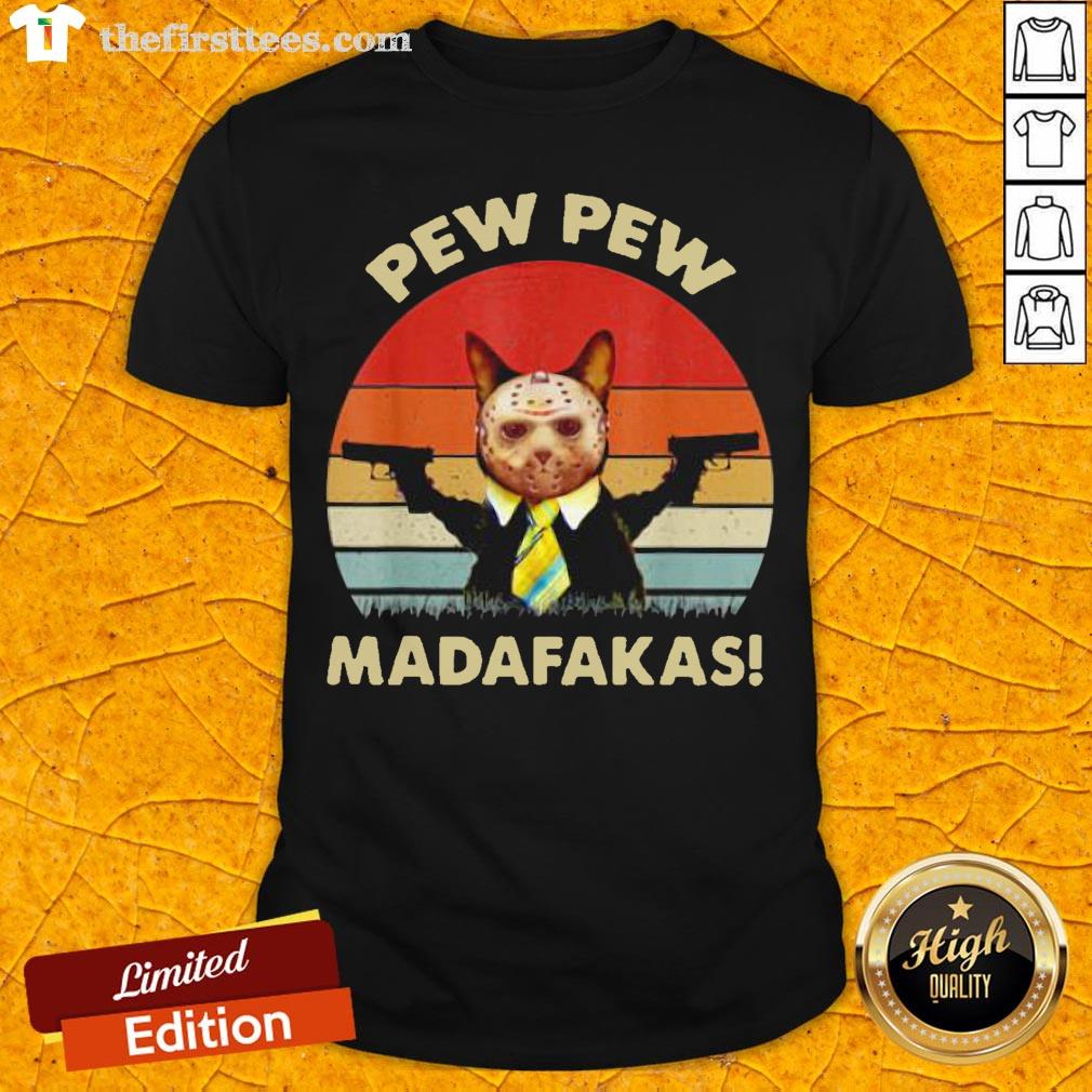 Cat Jason Voorhees Pew Pew Madafakas Vintage Retro Shirt