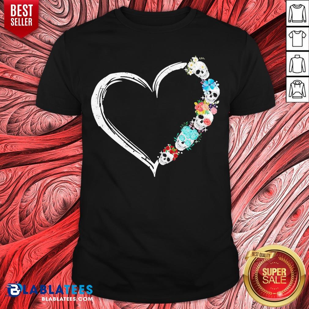 Grateful Sugar Skulls Floral Heart Shirt